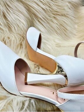White Women's Block Heel Sandals - Classic Elegant Style